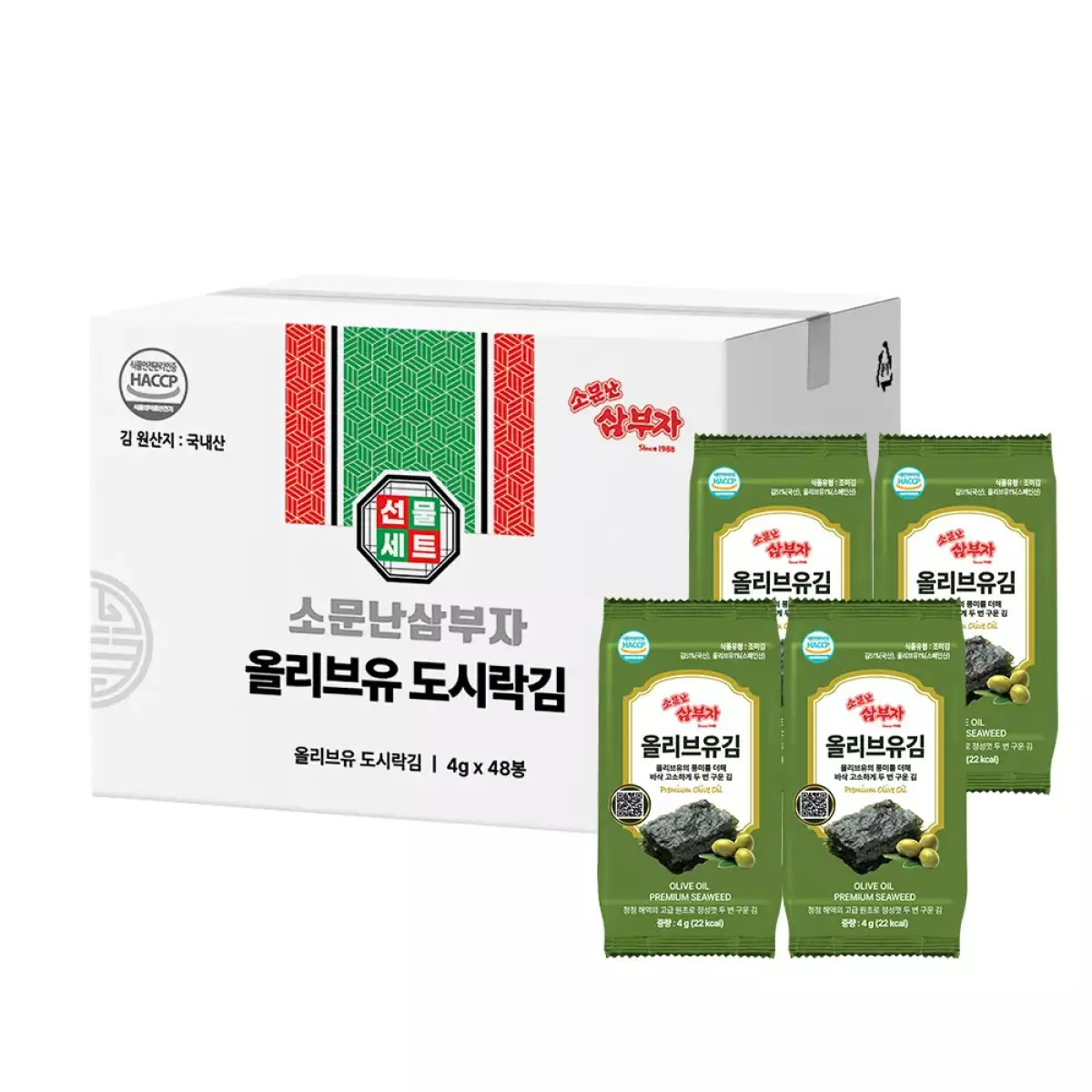 소문난삼부자 올리브유 도시락김 4g 48봉 (14,900원/무료)