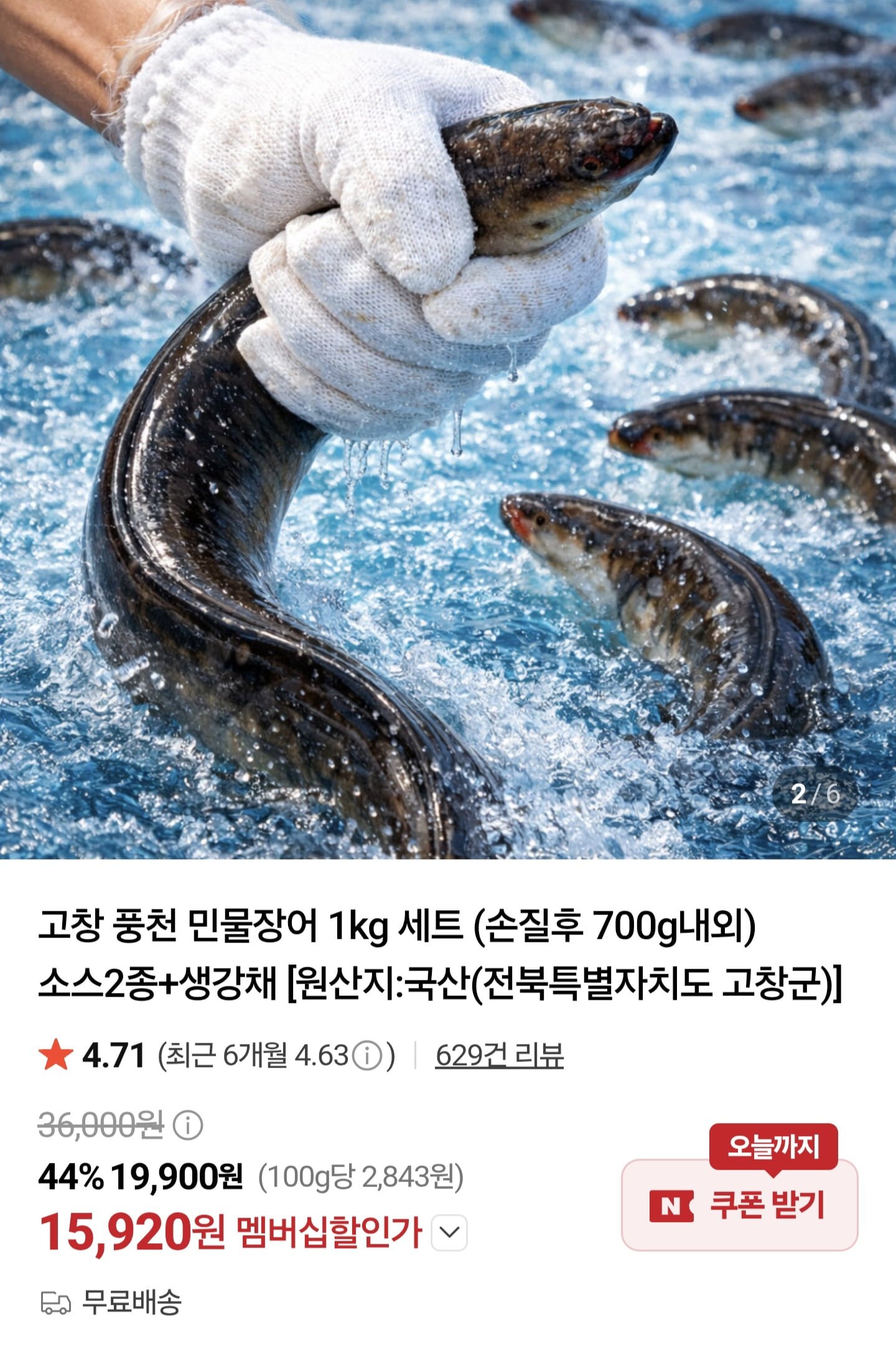 고창 풍천 민물장어 1kg 세트 (손질후 700g내외) 소스2종+생강채 (멤버십 15,900원/무료)