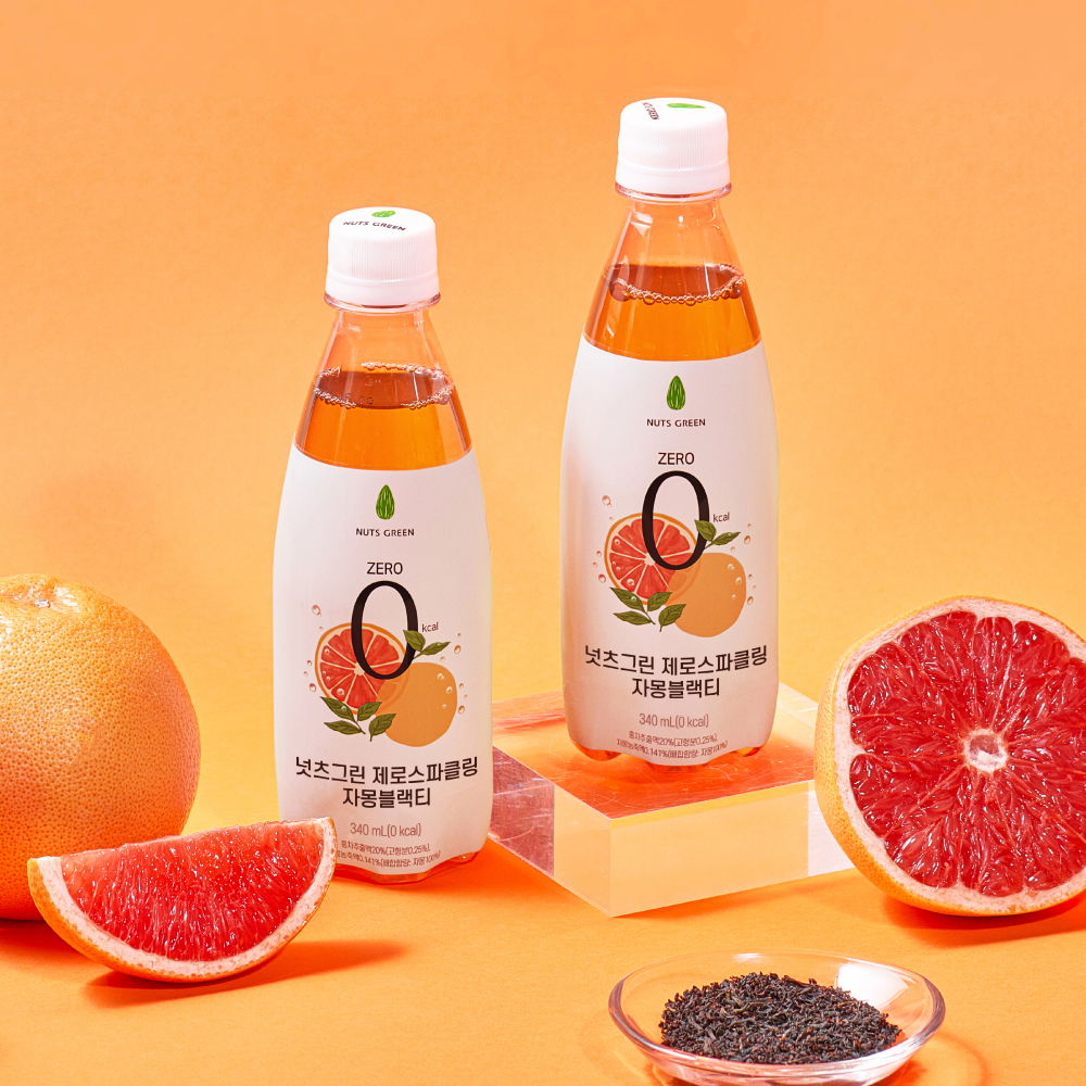 넛츠그린 제로스파클링, 자몽블랙티, 340ml, 6개(4,500원/무료배송)