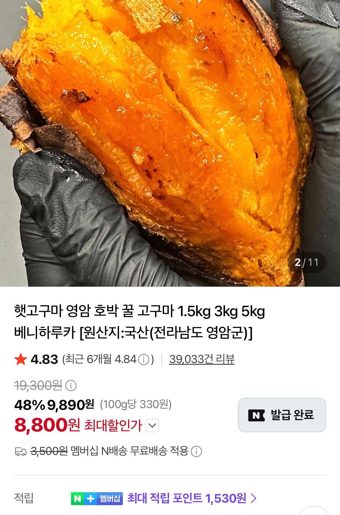 영암 호박/밤고구마 특상 1.5kg