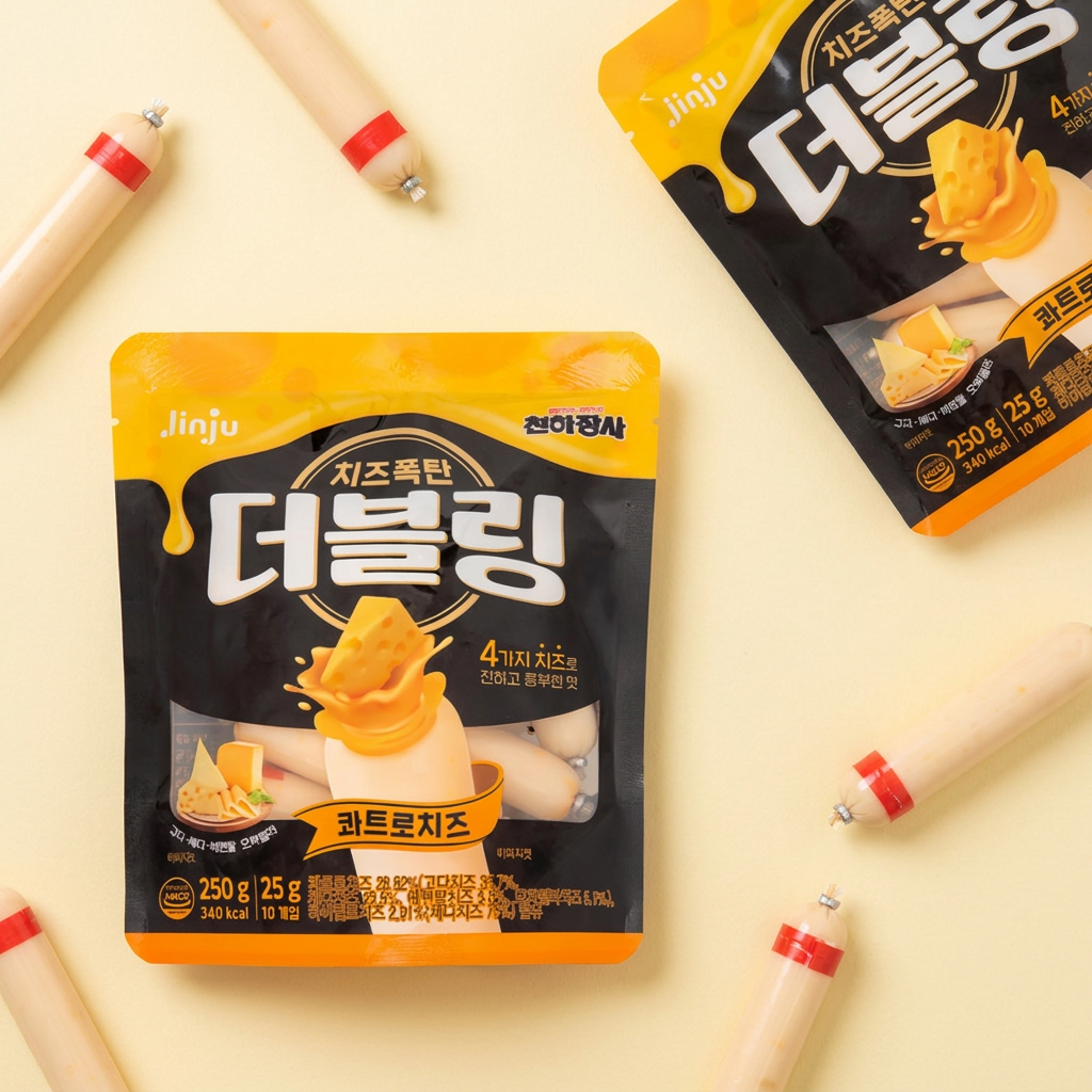 진주햄 천하장사 더블링 콰트로치즈, 25g, 10개입, 3개[12,990원/무료배송]