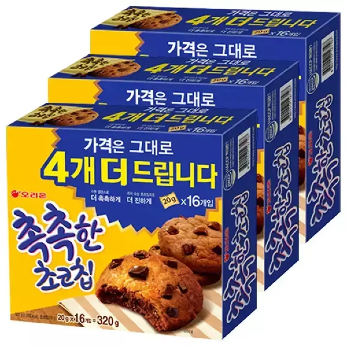오리온 촉촉한 초코칩 320g, 3개 (티멤 9,230원/무료)