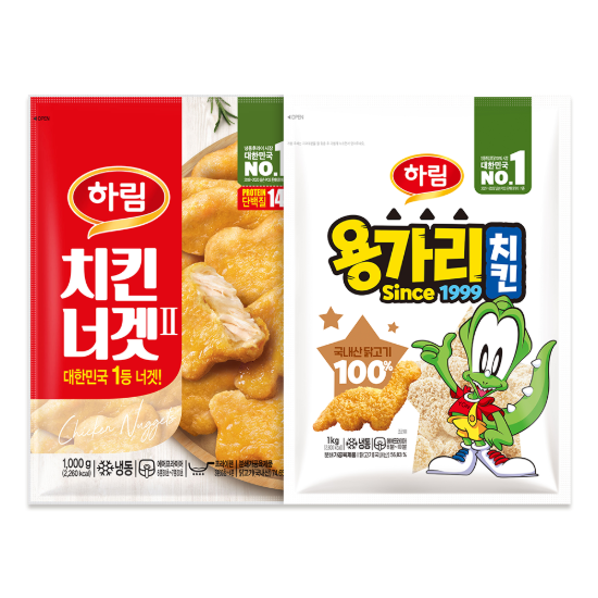 하림 용가리치킨 1kg 1봉 + 치킨너겟 1kg 1봉